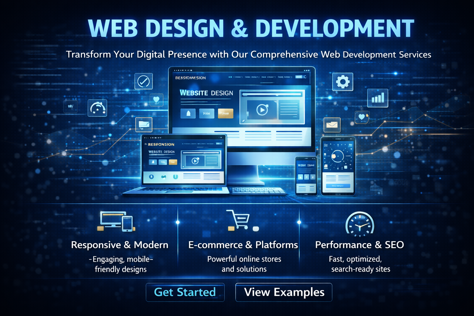 Modern web development workspace with code and design elements