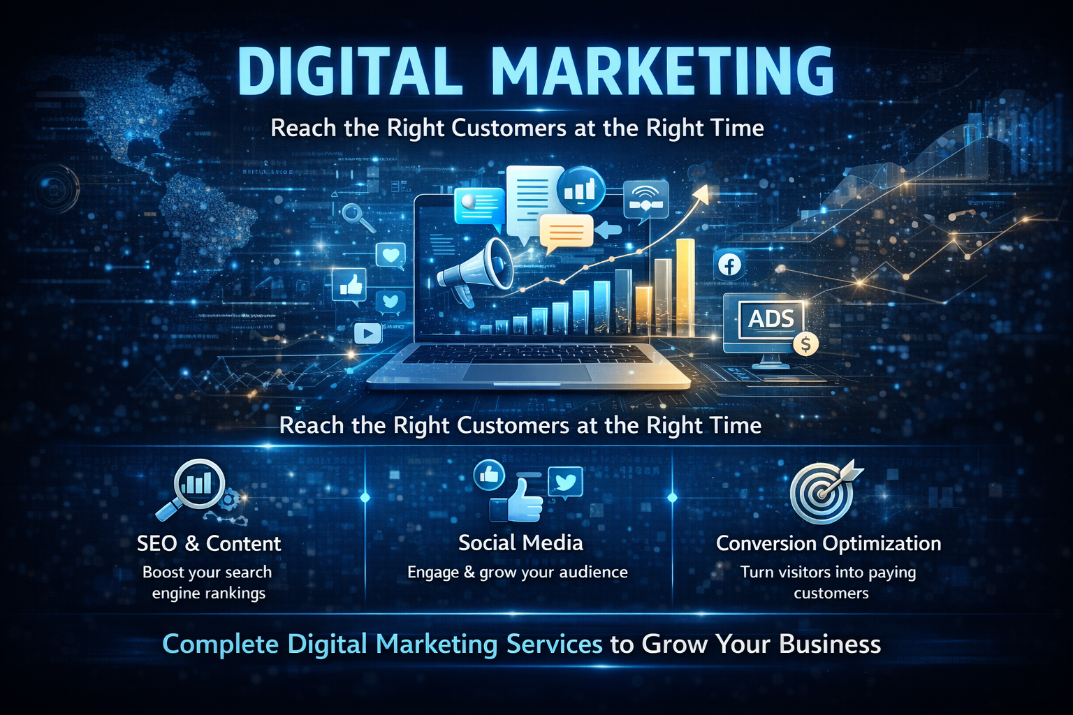 Digital marketing strategy with analytics and social media channels