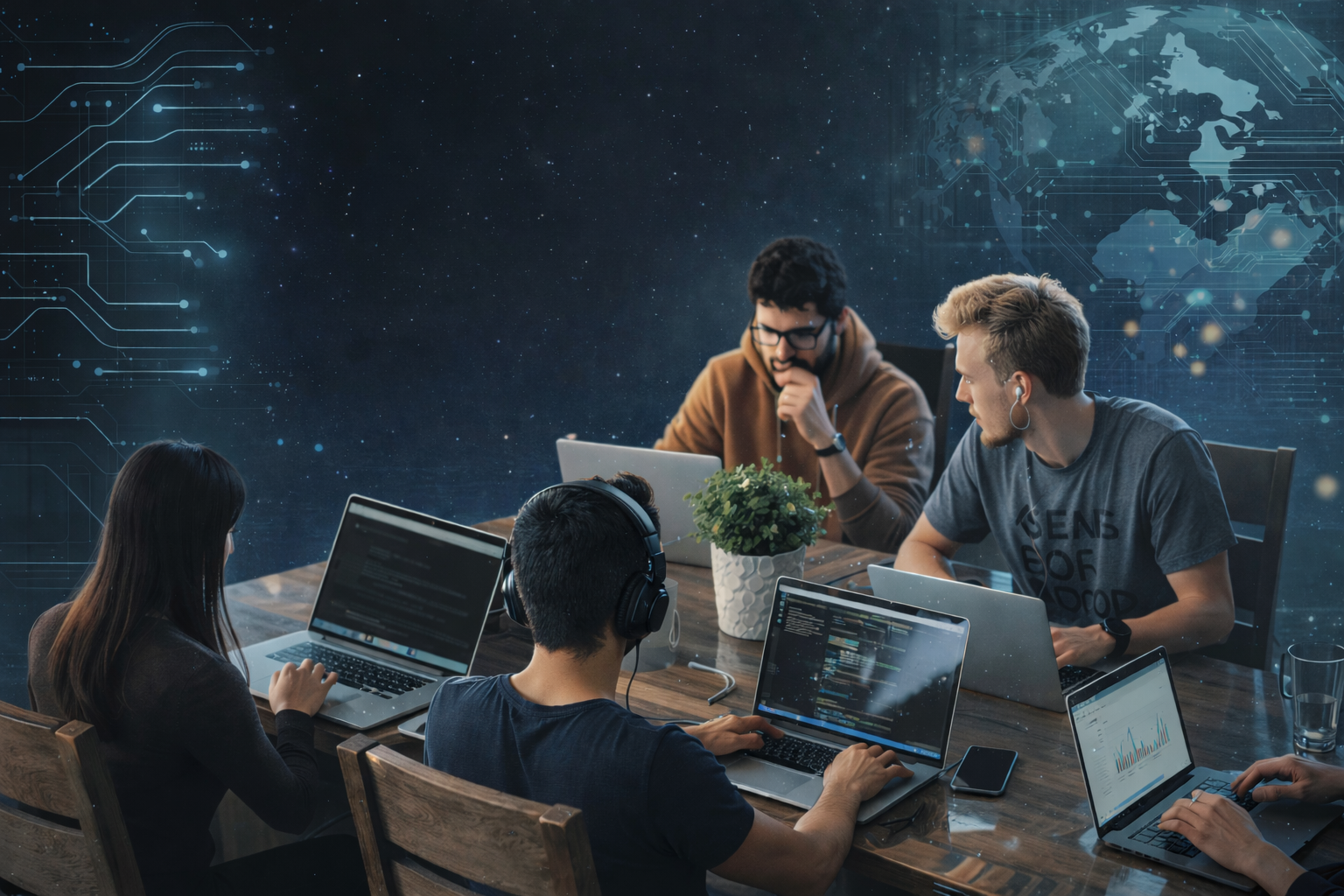 Professional team collaboration in modern office